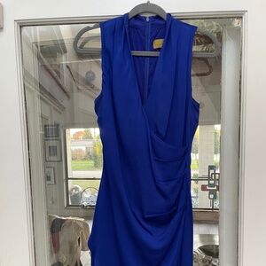 Nicole Miller NY Gold Label Collection RoyalCobalt Blue sleeveless faux-wrap sz6